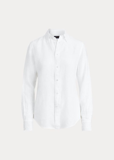 Camisa Polo Ralph Lauren Mujer Blancos - Eyelet Linen - GPKHQ6021